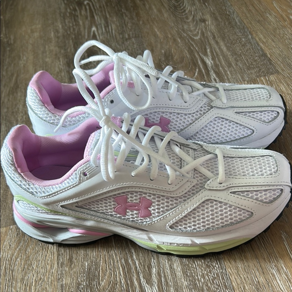 Under Armour White and Pink Athletic Shoes with Supportive Midsole